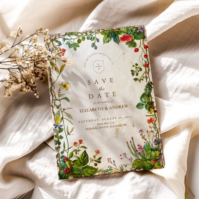 Vintage Forest Berry Wedding Save The Date (Creator Uploaded)