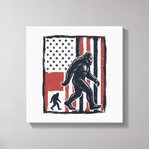 Vintage Forest Creature Flag Vector Shirt Design_1 Canvas Print