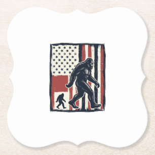 Vintage Forest Creature Flag Vector Shirt Design_1 Paper Coaster