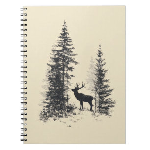 Vintage Forest Elk Silhouette Sketch Notebook