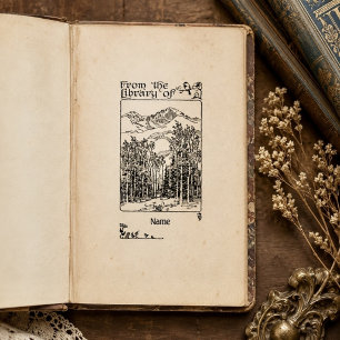 Vintage Forest Ex Libris Bookplate Personalise Rubber Stamp