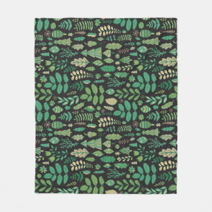 Vintage Forest Floral Seamless Design Fleece Blanket