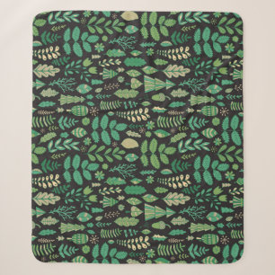 Vintage Forest Floral Seamless Design Sherpa Blanket