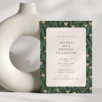 Vintage Forest Green Blush Floral Birthday Party