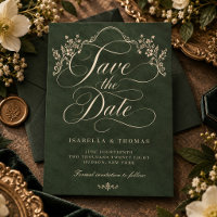 Vintage Forest Green Ornate Floral Wedding