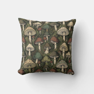  Vintage Forest Mushrooms Moody Cottagecore  Cushion