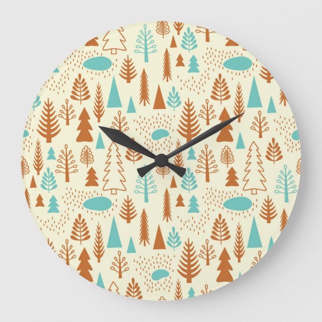 Vintage Forest: Timeless Natural Pattern. Large Clock (Front)