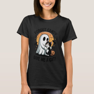 Vintage Forget Candy Give Me Tuxedo Cat Halloween T-Shirt