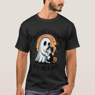 Vintage Forget Candy Give Me Tuxedo Cat Halloween  T-Shirt