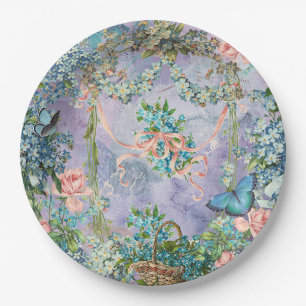 Vintage Forget Me Not May  Paper Plate