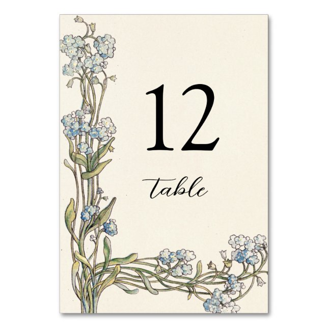 Vintage Forget Me Not Table Number (Front)