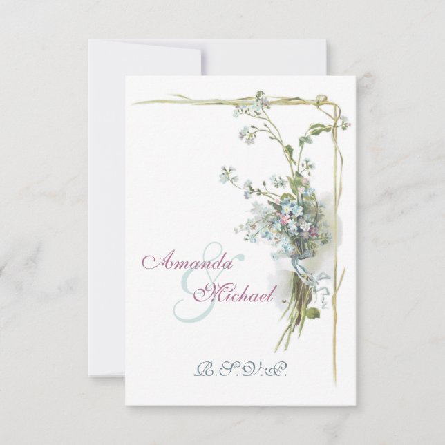Vintage forget me nots RSVP Card (Front)