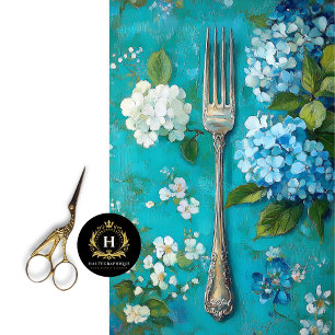 Vintage Fork and Hydrangea Design Tissue Paper