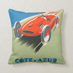 Vintage Formula One Racing Poster Art Throw Pillow