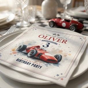 Vintage Formula Race Car Birthday  Napkin