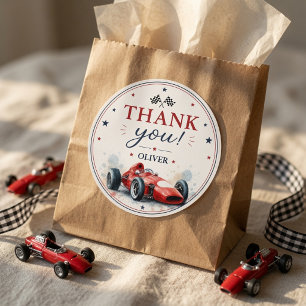 Vintage Formula Race Car Thank You Classic Round Sticker
