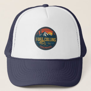 vintage fort colllins colorado mountain hiking trucker hat
