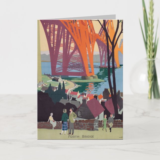 Vintage Forth Bridge Scotland Folded Greeting Card (Front)