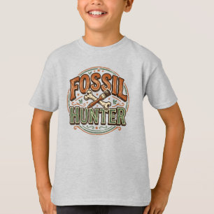 Vintage Fossil Hunter Paleontology Badge T-Shirt