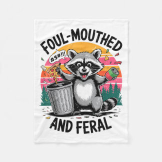 Vintage Foul-mouthed &amp; Feral Raccoon Retro Fun Fleece Blanket