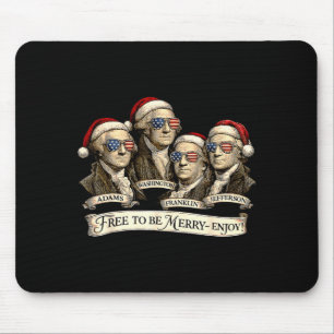 Vintage Founding Fathers Santa Hats Patriotic Chri Mouse Pad