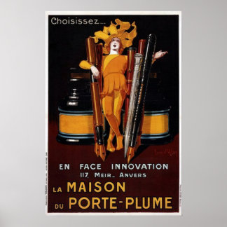Vintage Fountain Pen Advertisement Poster