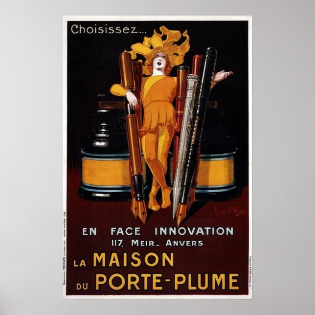 Vintage Fountain Pen Advertisement Poster (Front)