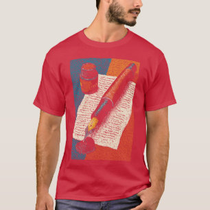 Vintage Fountain Pen Dark Academia Writer Art funn T-Shirt