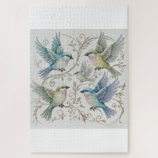 Vintage Four Birds Illustration Jigsaw Puzzle