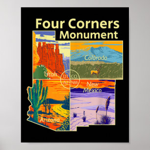 Vintage Four Corners Monument With Us National Par Poster