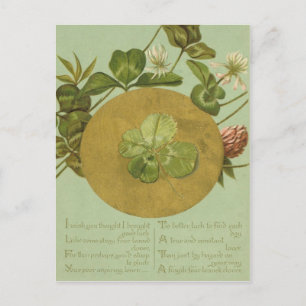 Vintage Four Leaf Clover St Patrick's Day Card