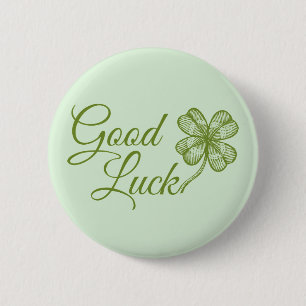 Vintage four leaf lucky clover. Shamrock. 6 Cm Round Badge