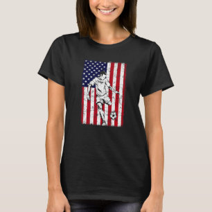 Vintage Fourth Of July American Flag Soccer Retro T-Shirt