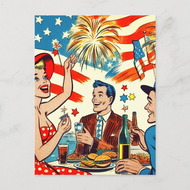 Vintage Fourth of July Comics Postcard (Front)