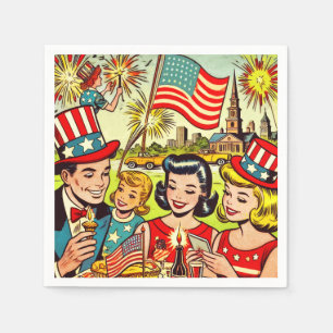 Vintage Fourth of July Family Comics Napkin