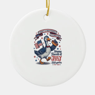 Vintage Fourth of July Goose 250 Years Shirt Desig Ceramic Tree Decoration