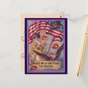 Vintage Fourth of July Patriotic Custom Name Postcard