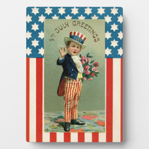 Vintage Fourth of July Young Uncle Sam Plaque
