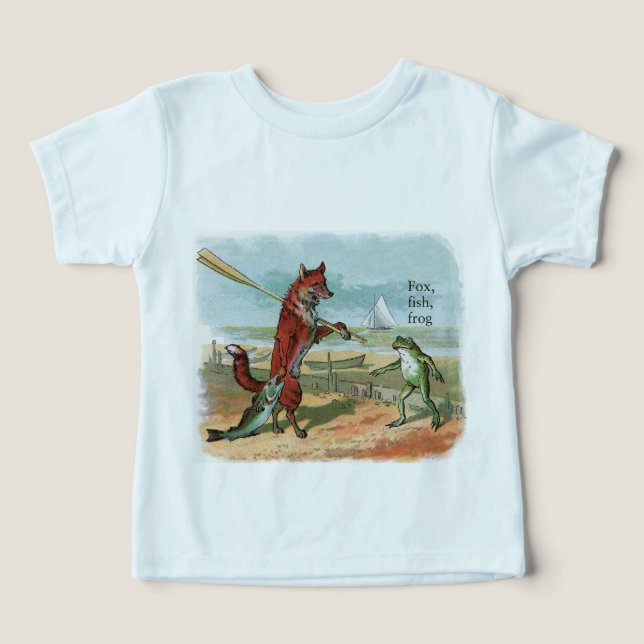Vintage Fox and Frog Beach Whimsical Illustration (Design Front)