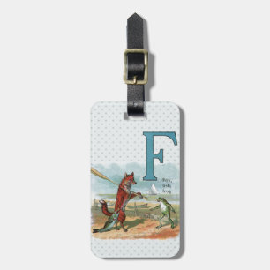 Vintage Fox and Frog Beach Whimsical Illustration Luggage Tag