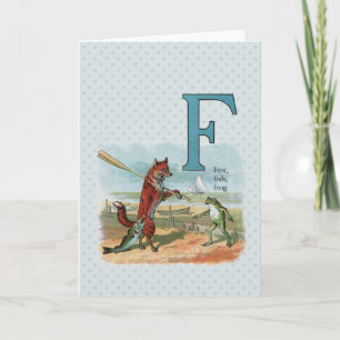 Vintage Fox and Frog Beach Whimsical Illustration Note Card