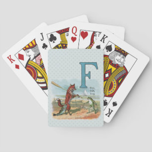 Vintage Fox and Frog Beach Whimsical Illustration Playing Cards