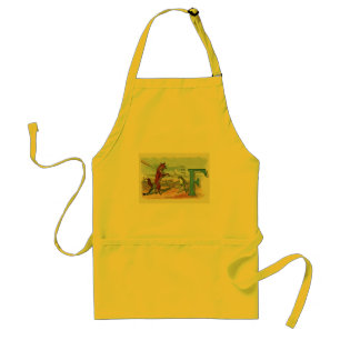 Vintage Fox and Frog Beach Whimsical Illustration Standard Apron