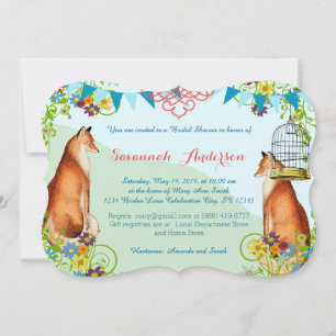 Vintage Fox Bunting Garden Bridal Shower Invites