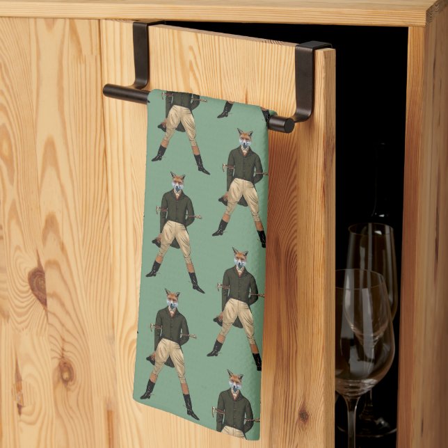 Vintage fox Hunting Tea Towel (Thirds Fold)