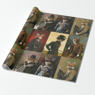 Vintage Fox In Clothes Wrapping Paper