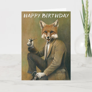 Vintage Fox In Suit Birthday Card