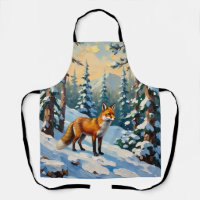 Vintage Fox in the Snowy Woods Christmas Painting