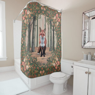Vintage Fox in the Woods  Nature-Inspired art Shower Curtain