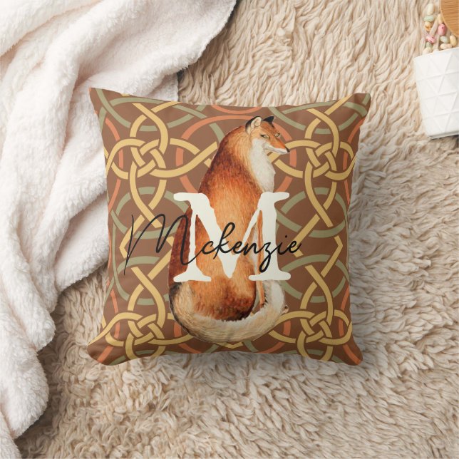Vintage Fox Retro Brown Tan Geometric Pattern Cushion (Blanket)